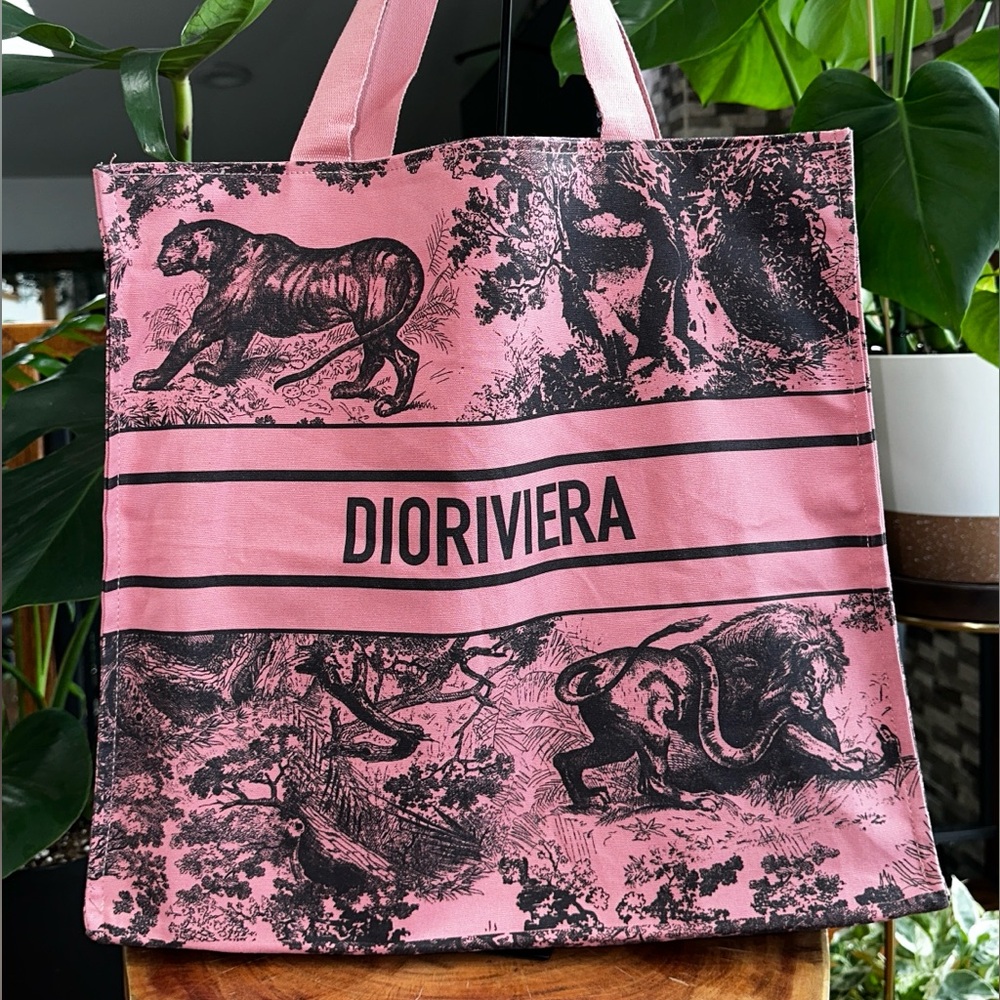Christian Dior Dioriviera Pink Toile de Jouy Canvas Tote Bag GWP COA - Picture 4 of 13